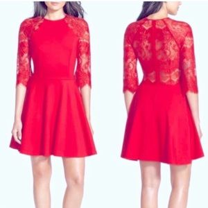 BB Dakota red dress with lace sleeves and back ❤️‍🔥